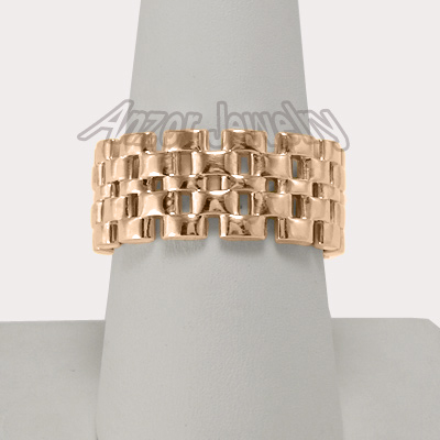 Men's 14k Gold Panther Link Band ring