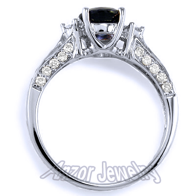 10k White Gold Ceylon Sapphire Diamond Ring