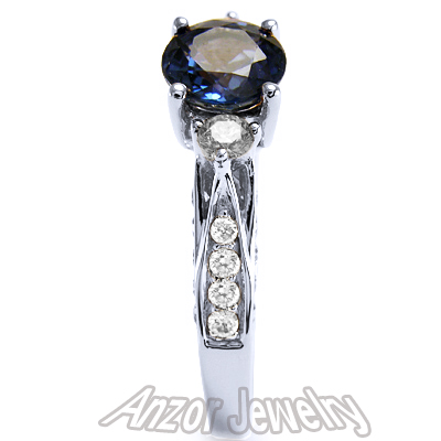 10k White Gold Ceylon Sapphire Diamond Ring