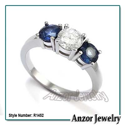 14k Gold Sapphire Diamond Stone Ring Ring