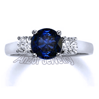 1.30ct Navy Blue Sapphire Diamond Ring in 18k Gold