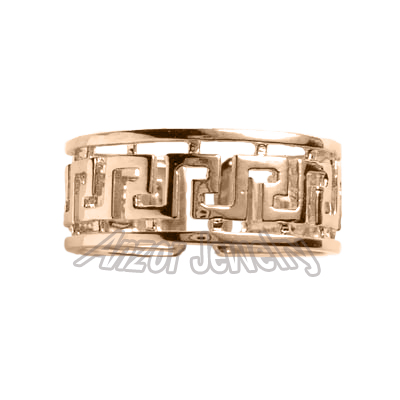 14k Gold Greek Key Ring