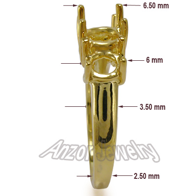 14k Yellow Gold 3 Stone Trellis Ring Setting