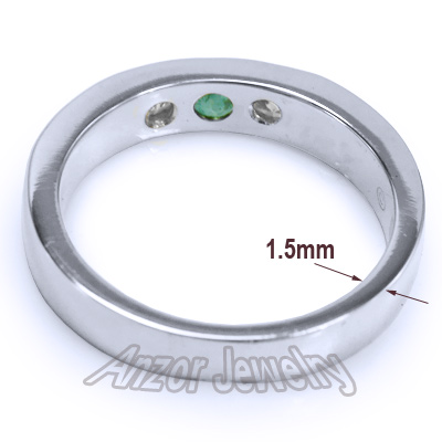 14k Gold Diamond & Emerald Wedding Band