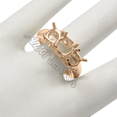 14k Rose Gold 3 Stone Trellis Ring Setting