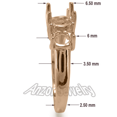 14k Rose Gold 3 Stone Trellis Ring Setting