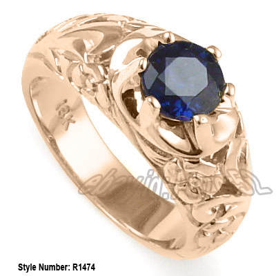Men's 18k Pink Gold Ceylon Sapphire Ring