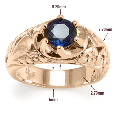 Men's 18k Pink Gold Ceylon Sapphire Ring
