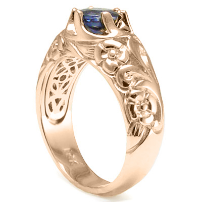 Men's 18k Pink Gold Ceylon Sapphire Ring