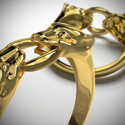 Men's 14k Gold Cat Head Ring