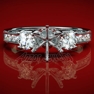 Diamond Engagement Ring Setting in Platinum 950