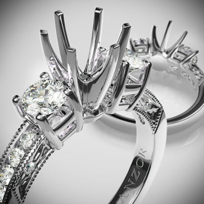 Diamond Engagement Ring Setting in Platinum 950