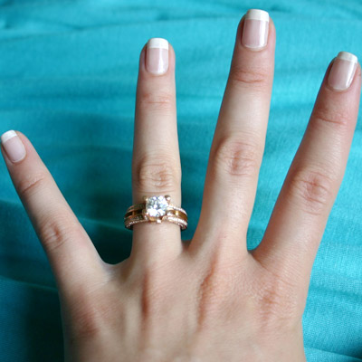 Pave Diamond Engagement Ring 14k