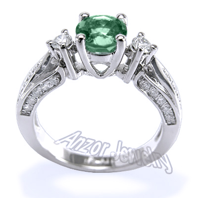 Colombian Emerald & Diamond Ring in 14k Gold