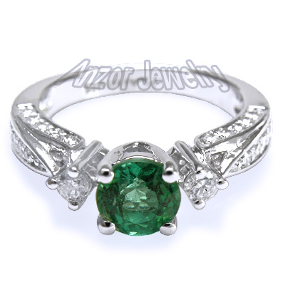 Colombian Emerald & Diamond Ring in 14k Gold