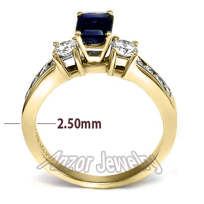 Emerald-Cut Sapphire and Diamond Ring 14K