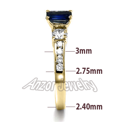 Emerald-Cut Sapphire and Diamond Ring 14K