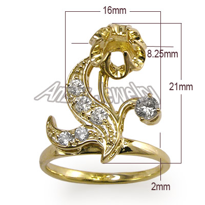 Russian Style Diamond Ring Semi-Mount in 14k