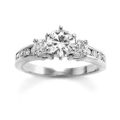 Diamond Engagement Ring 14k Solid White gold