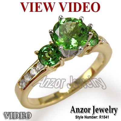 18k Gold Tsavorite Diamond Engagement Ring