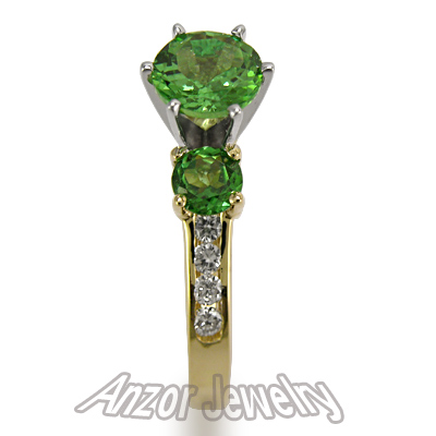 18k Gold Tsavorite Diamond Engagement Ring