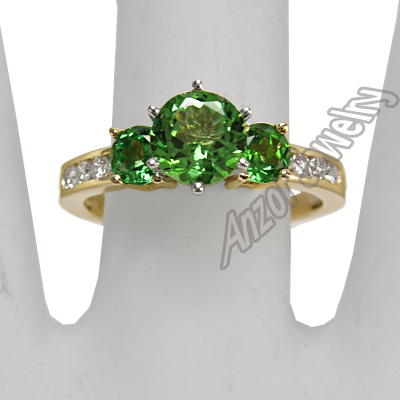 18k Gold Tsavorite Diamond Engagement Ring