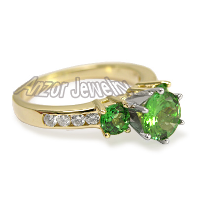18k Gold Tsavorite Diamond Engagement Ring