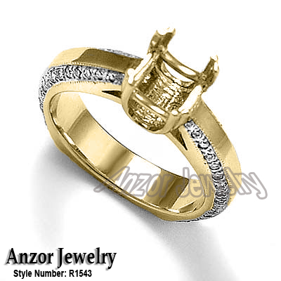 Pave Diamond Engagement Ring Semi-Mount 14K