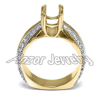 Pave Diamond Engagement Ring Semi-Mount 14K