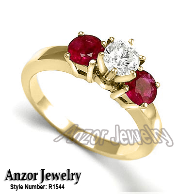 Ruby and Diamond Engagement Ring 14k Gold