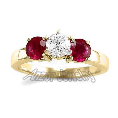 Ruby and Diamond Engagement Ring 14k Gold