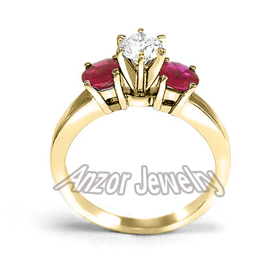 Ruby and Diamond Engagement Ring 14k Gold
