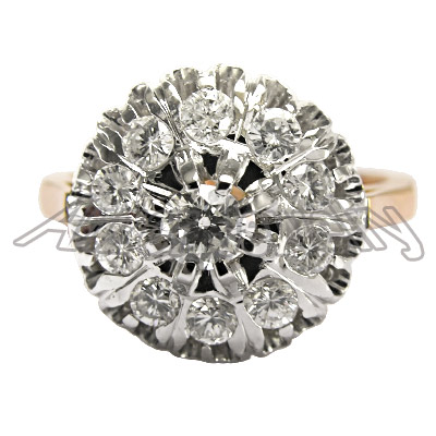 14K White Gold Diamond Malinka Ring European style