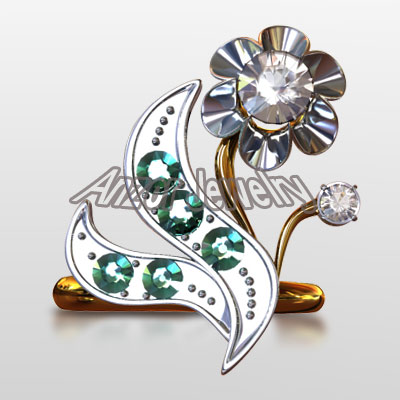 Russian Style Diamond Emerald Ring in 14k