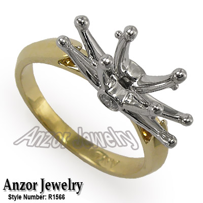 14k Two-Tone Gold Diamonds Engagement Setting Ring