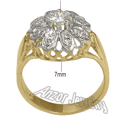 14k Yellow White Gold Russian style Diamond Ring
