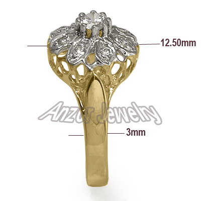 14k Yellow White Gold Russian style Diamond Ring