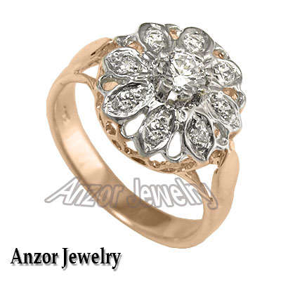 14k Rose & White Gold Genuine Diamond Ring