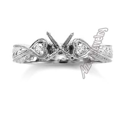 14k Solid White Gold Semi-Mount Diamond Ring