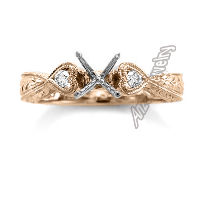 14k Rose Gold Semi-Mount Diamond Ring