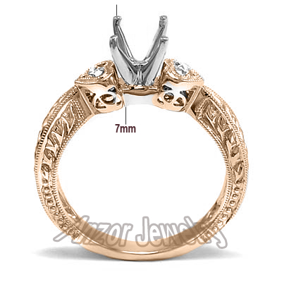 14k Rose Gold Semi-Mount Diamond Ring