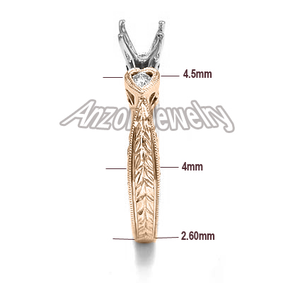 14k Rose Gold Semi-Mount Diamond Ring
