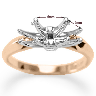 knife edge Diamonds Engagement Setting Ring 14k
