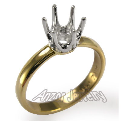 14k Solid Two-Tone Gold Engagement Setting Ring