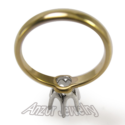 14k Solid Two-Tone Gold Engagement Setting Ring