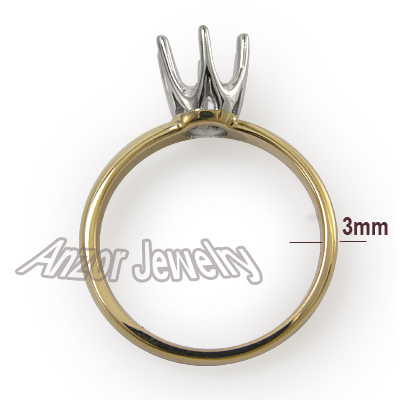 14k Solid Two-Tone Gold Engagement Setting Ring