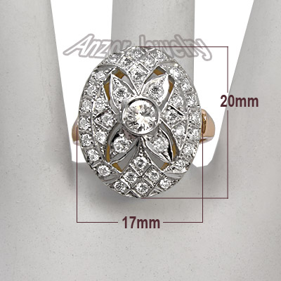 Russian style Diamond Ring 14k Rose & White Gold