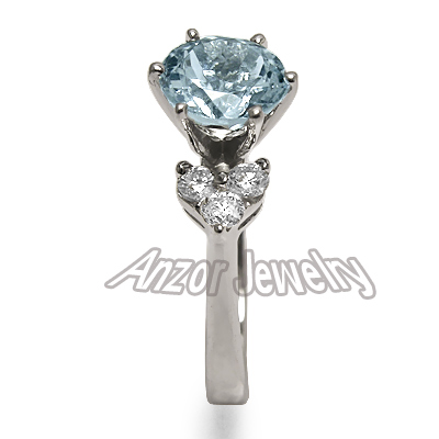 18K White Gold Aquamarine & Diamond Ring