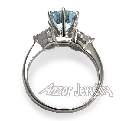 18K White Gold Aquamarine & Diamond Ring
