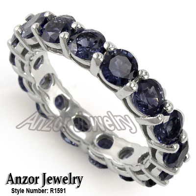 Blue Ceylon Sapphire Wedding band 14k Gold